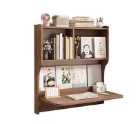 ZXTRYBHD Table Murale Multifonctionnelle, Bureau Mural Rabattable avec étagères de Rangement, Bureau Mural, pour Bureau, Chambre, Salon, Salle D'étude(Color:Brown)