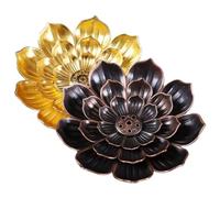 ZXUPOI 2 Pcs Porte Encens en Laiton Porte Encens de Lotus Support Encens Encensoir Bruleur Encens 6 Trous Porte-encens avec Collecteur de Cendres Brûleur d'Encens en Bâton