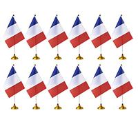 ZXvZYT Lot de 12 mini drapeaux de bureau français avec support de décoration