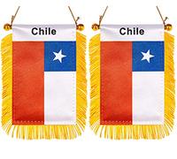 ZXvZYT Lot de 2 drapeaux nationaux pour fenêtre de voiture (Chili)