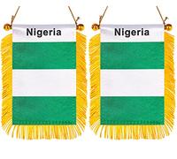 ZXvZYT Lot de 2 drapeaux nationaux pour fenêtre de voiture (Nigéria)