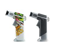 Zxwjddm Pack de Deux briquets au Butane en métal Coupe-Vent d'extérieur, Quatre Buses à feu Direct, Lance-Flammes à Base de poignée à Jet, adaptés à diverses activités de Plein air(Cp6)