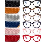 ZXYOO Lot de 3 lunettes de lecture surdimensionnées pour femme, lecteur à charnière à ressort pour ordinateur, blocage de la lumière bleue, 6mix-c1, 50-20-142