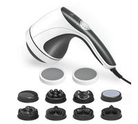 ZY ZERYEW Appareil de massage portable anti-cellulite, outil électrique de massage de cellulite, rouleau de massage lymphatique avec 8 têtes rotatives et 2 capuchons en maille pour façonner le corps