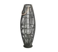 Zya Lanterne en bambou avec anse et insert en verre, 95 cm, noir, bougeoir en bois, lanterne décorative pour balcon, jardin, terrasse, appartement