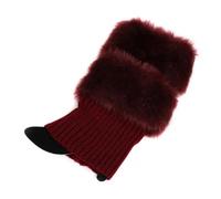 ZYAGH 1 Pair Knitted Boot Cuffs Winter Leg Warmers Women Lady Crochet Knit Trim Socks Toppers(Red wine)