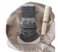 ZYAGH 1 Pair Women's Socks Autumn Winter Retro Pile Warm Thick Leg Covers Diamond Shaped Calf Knitted Booty Warmers(Dark Grey)