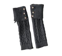 ZYAGH 1Pair Leg Warmers For Women Winter Color Knitted Long Warmer Button Decro(Dark Grey)