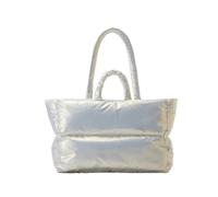 ZYAGH Argent hiver rembourré grand sac fourre-tout concepteur Puffer femmes sacs à bandoulière en Nylon imperméable dame sacs à main(Beige)