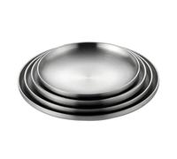 ZYAGH Assiette Ronde En Acier Inoxydable À Double Paroi Isolée For Collations Et Fruits(1 SET)