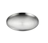 ZYAGH Assiette Ronde En Acier Inoxydable À Double Paroi Isolée For Collations Et Fruits(23CM)