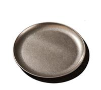 ZYAGH Assiettes en acier inoxydable 304, style industriel, plateaux à café vintage, assiettes créatives for steak, pâtes, dessert(34CM)