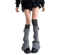 ZYAGH Ball Knitted Foot Cover Sweet Leg Warmer Knit Socks Women Autumn Winter Heap Cute Ripped Sock(Grey)