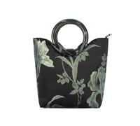 ZYAGH Black Embroidered Wooden Handle Handbag Vintage-style Banquet Printed Bucket Bag
