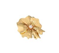 ZYAGH Broches Fleurs pour Femmes Broche de Fleur en métal de Couleur Or exagérée for Femmes, élégantes pétales de Perles, Accessoires de vêtements, Bijoux pour Femmes