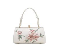 ZYAGH Embroidered Chain Bag Banquet Handbag Microfiber Leather Tassel(White)