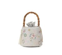ZYAGH Embroidered Handbag Antique Style Banquet Exquisite Small Bucket Bag(White)