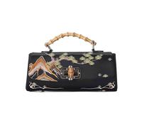 ZYAGH Embroidered Leather Vintage Handbag Retro Women's Bag Handmade Boston Evening