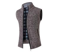 ZYAGH Gilet Homme Sans Manche Gilet d'automne et d'hiver, pull décontracté, Cardigan, gilet de père for homme d'âge moyen Pour Hommes(Brown,XXXL)