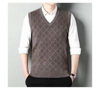 ZYAGH Gilet Homme Sans Manche Tendance automne hommes pulls gilet col en v impression simple boutonnage décontracté ample épaissir sans manches Cardigan tricot manteau hauts Pour Hommes(Haki01,84A)