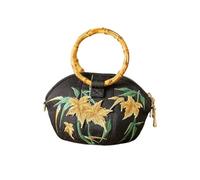 ZYAGH Handbag Crossbody Bag With Embroidered Pumpkin Design Women's Maple Leaf Embroidery(Black)