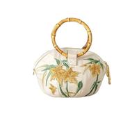 ZYAGH Handbag Crossbody Bag With Embroidered Pumpkin Design Women's Maple Leaf Embroidery(White)