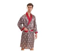 ZYAGH Peignoir en Satin pour Homme 3XL 4XL 5XL Robe Hommes Été Simple Chemise De Nuit Peignoir en Satin Kimono Robe À Manches Longues Maison Robe De Chambre for LéGer Confortable(Red 2,XL)