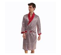 ZYAGH Peignoir en Satin pour Homme 3XL 4XL 5XL Robe Hommes Été Simple Chemise De Nuit Peignoir en Satin Kimono Robe À Manches Longues Maison Robe De Chambre for LéGer Confortable(Red 1,4XL)