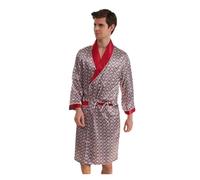 ZYAGH Peignoir en Satin pour Homme 3XL 4XL 5XL Robe Hommes Été Simple Chemise De Nuit Peignoir en Satin Kimono Robe À Manches Longues Maison Robe De Chambre for LéGer Confortable(Red 1,4XL)