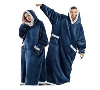 ZYAGH Pull-Over en Agneau, vêtement de Nuit Ample et surdimensionné, Pyjama en Flanelle avec Manches, Sweat-Shirt à Capuche d'hiver(Blue)