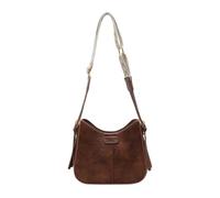 ZYAGH Retro Wide-Strap Women's Shoulder Bag Luxurious Versatile Crossbody Bag PU Fabric Shoulder Bag(Brown)