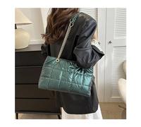 ZYAGH Sac à bandoulière simple for femmes, décor de chaîne, fourre-tout bouffant d'hiver, sacs à main de Shopping(Green)