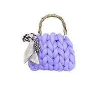 ZYAGH Sac à tricoter en laine Crewel Sac à main for femme Sac à tricoter fait main Sac à tricoter DIY(Light Purple,24 * 20 * 10cm)