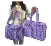 ZYAGH Sac à tricoter fait main en laine super épaisse, sac à bandoulière fait maison tricoté à la main, grand sac(32 * 24 * 52cm)