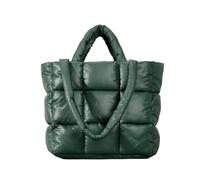 ZYAGH Sac fourre-tout rembourré à carreaux for femmes, sacs à main de styliste doux et gonflés, sacs à bandoulière de luxe en Nylon et coton, bourse chaude d'hiver(Green)