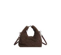 ZYAGH Sac fourre-tout simple en peluche de couleur unie for femme, décontracté et polyvalent, parfait for faire du shopping ou sortir.(Brown,M)