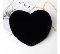 ZYAGH Sacs à main en forme de cœur for femmes, jolis sacs à bandoulière en fausse fourrure, portefeuille, chaîne en peluche, sac à bandoulière for dames(Black)