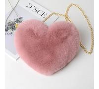 ZYAGH Sacs à main en forme de cœur for femmes, jolis sacs à bandoulière en fausse fourrure, portefeuille, chaîne en peluche, sac à bandoulière for dames(Rubber red)