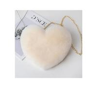 ZYAGH Sacs à main en forme de cœur for femmes, jolis sacs à bandoulière en fausse fourrure, portefeuille, chaîne en peluche, sac à bandoulière for dames(Beige)