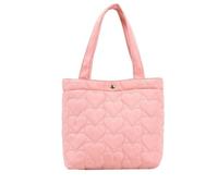 ZYAGH Sacs fourre-tout matelassés de couleur rose, sacs à main rembourrés en coton de grande capacité, sac à bandoulière moelleux for les voyages d'hiver for femmes et filles(Pink)