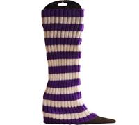 ZYAGH Women's Long Knitted Foot Cover Leg Breathable Warmers Winter Protector Stocking Legging Ladies Striped Warmersocks(Purple)