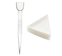 ZYAMY Lot de 10 plaques de tri triangulaires en plastique blanc et 1 pince à épiler pratique en acier inoxydable avec pelle pour perles précieuses et bijoux