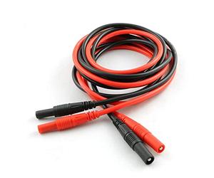 ZYAMY Lot de 2 rallonges de câbles de test mâle vers femelle de 4 mm - Fiche banane vers jack - Câbles en silicone très résistants - Adaptateurs de sondes de multimètre (1 rouge + 1 noir)