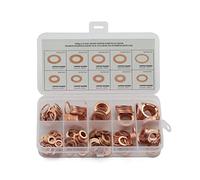 ZYAMY Lot de 200 rondelles Professionnelles en cuivre Massif M5-M14 Assortiment de Joints de plomberie à Anneaux Plats pour vis, boulons, Accessoires de Fixation