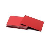 ZYAMY Lot de 50 cartes de visite vierges en métal avec gravure au laser - Rouge - Pour gravure, bricolage, cartes cadeaux, cartes de bureau