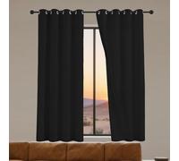 ZYANBIN Rideaux Occultants Isolants 240 x 240 cm Polyester, 100% Bloquer Lumière Opaque Rideau Court Moderne Doux et Esthétiques, Décoration Maison pour Chambre/Salon de Fenêtre, Noir