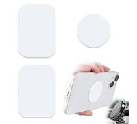 ZYAOTWQZ Aimants de téléphone - Plaques métalliques universelles, 2 rectangulaires et 2 Ronds avec adhésif, aimants de Voiture (Blanc)