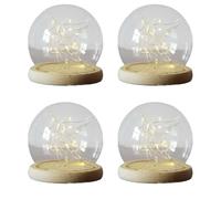 ZYAYNG 1 Ensemble (4 pièces) Mini vitrine de dôme en Verre Transparent avec Base Bois for décoration Maison, Couvercle Support lumière Boule pour Présentation
