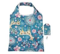 ZYAYNG 5Pcs Printed Polyester Foldable Shoulder Shopping Bag Creative Portable Hand-held Storage Supermarket Pour Shopping(Color2)