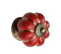ZYAYNG 6PCS Vintage Ceramic Pumpkin Drawer Knobs Furniture Door Handles Kitchen Cabinet Pulls Closet Wardrobes Accessories Pour Tiroirs(Red)